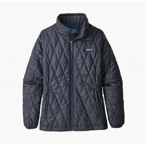 Patagonia Kids Nano Puff Primaloft Jacket Size M (10) Diamond Quilted Navy Blue